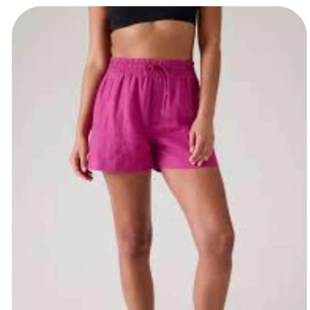 Athleta Retreat Linen Mid Rise 4" Short S - Picture 2 of 7